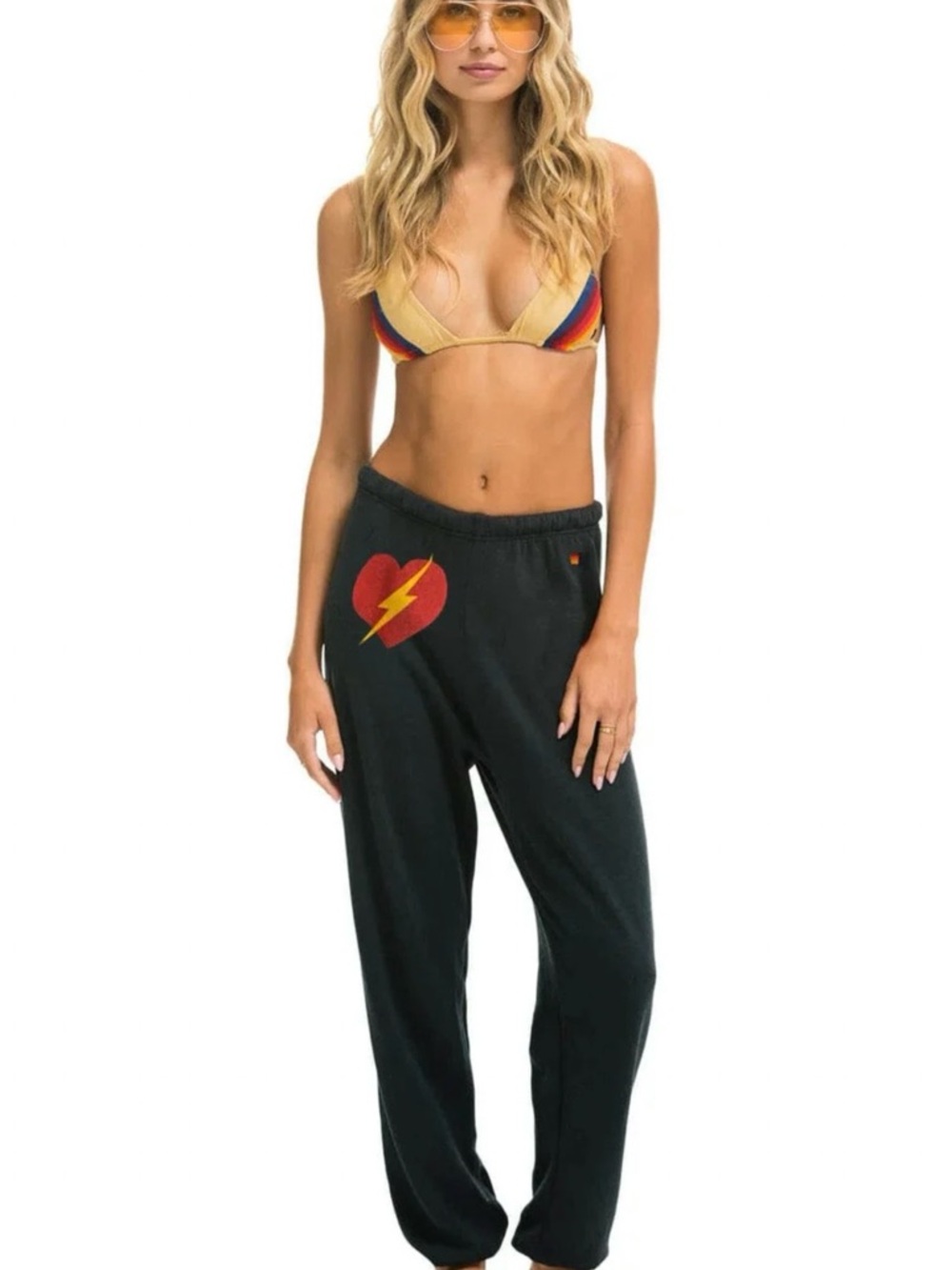 Aviator Nation Bolt Heart Sweatpants - CHARCOAL / Dark Grey